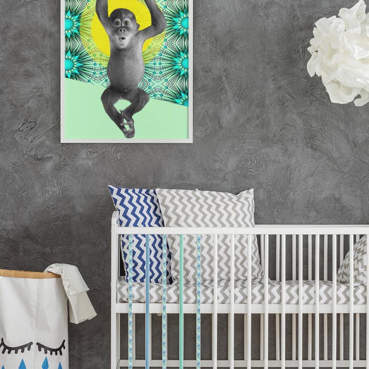 Blue Coffee Arts - Venta al por mayor Ilustración - Niños y bebés - Estampado africano de monos para habitación infantil