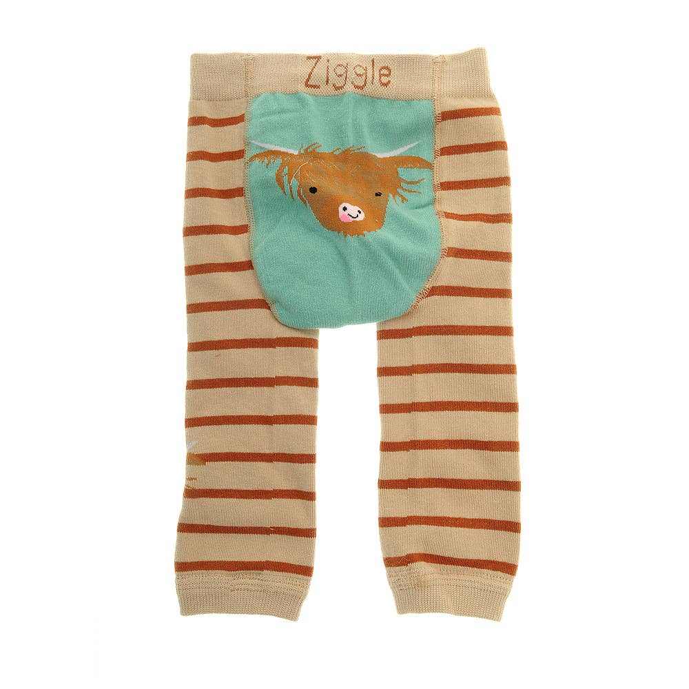 Ziggle Baby – Conjunto de roupa - Bebé por atacado – Conjunto de Leggings e Meias de Bebê Highland Cow1