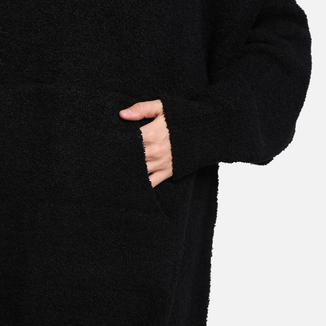 Fashion City - Wholesale Hoodie - Dames - Dames zachte wintertrui met capuchon en zak in effen kleur3