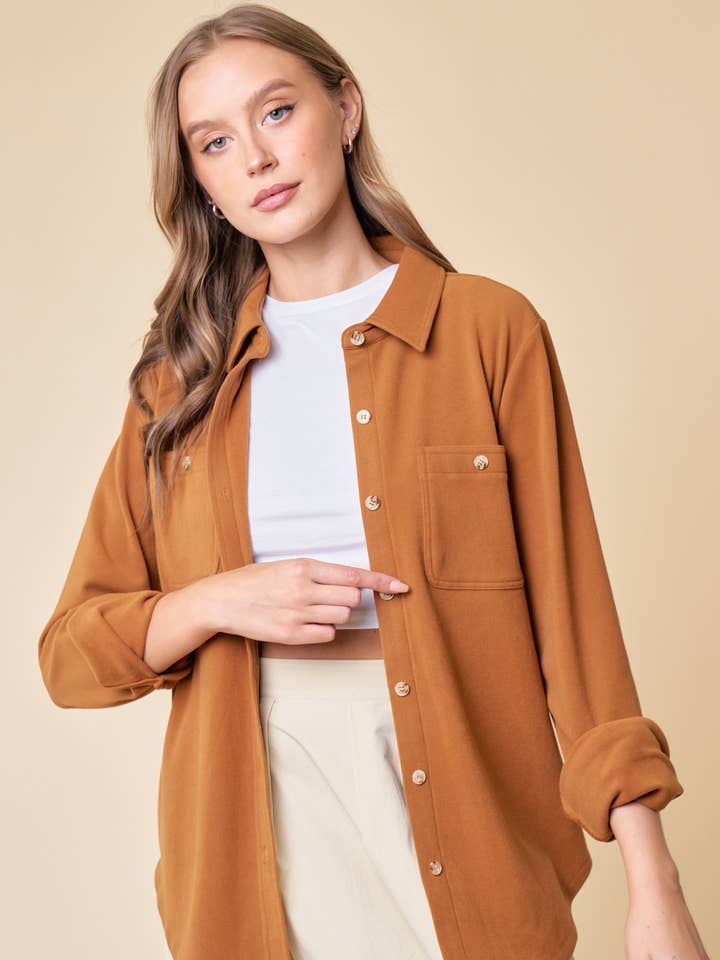 CAMISA DE PUNTO CON BOTONES - 10452J para venta al por mayor de Doe and Rae