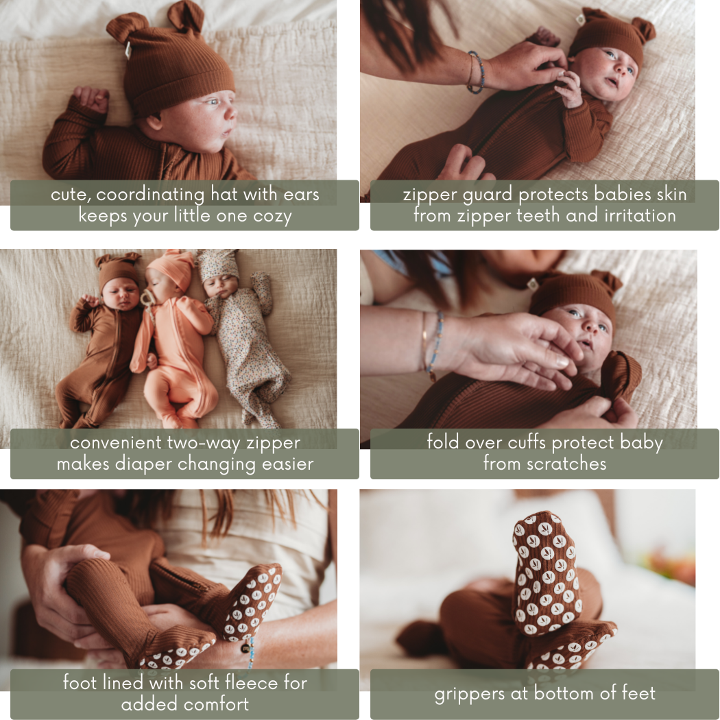 Mother Earth Brown Bamboo Baby Romper 2 Piece Set for wholesale on Faire2