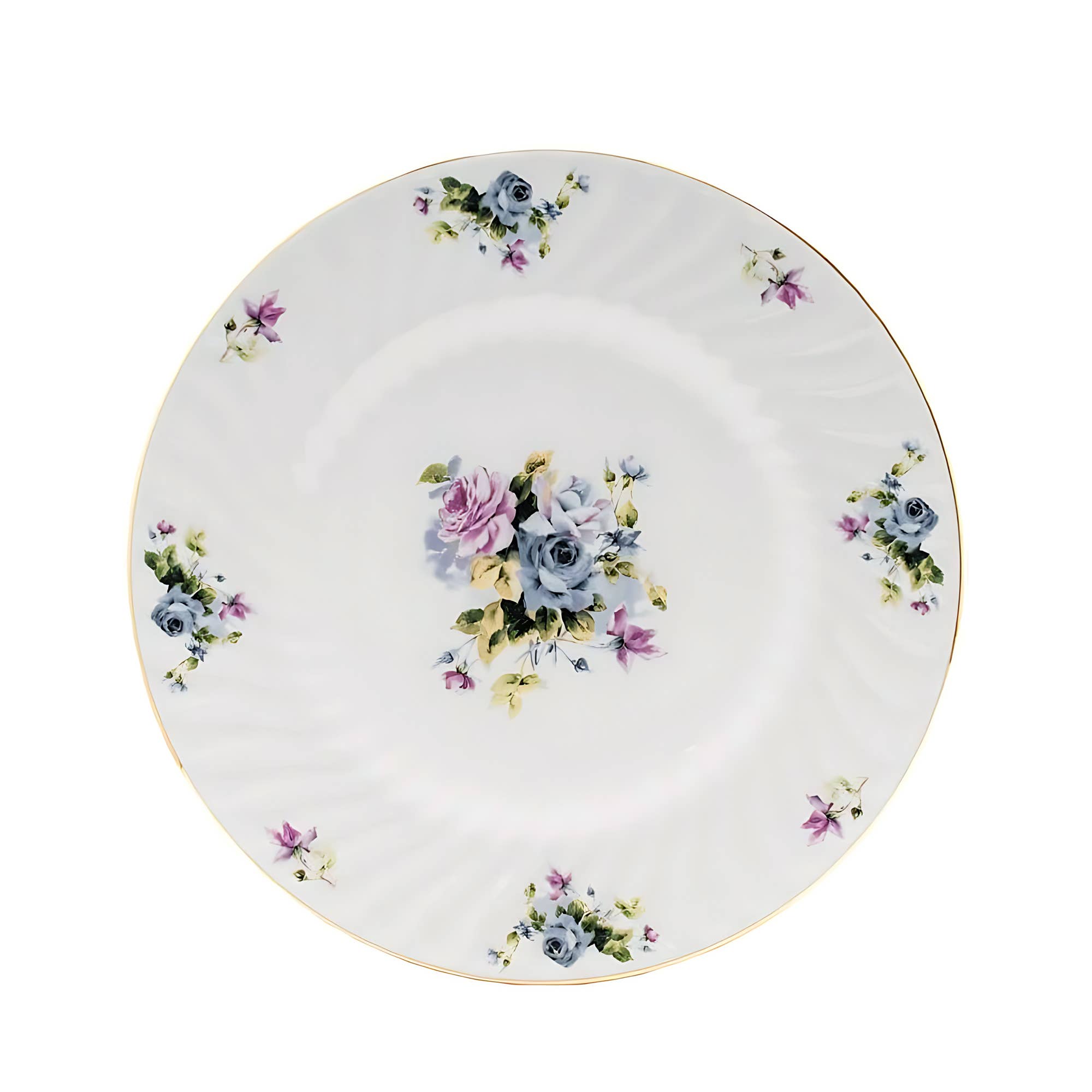 Lynns - Wholesale Dinner Plate - *Floral 7½-Inch Porcelain Dessert Plate with Rippled Swirls4