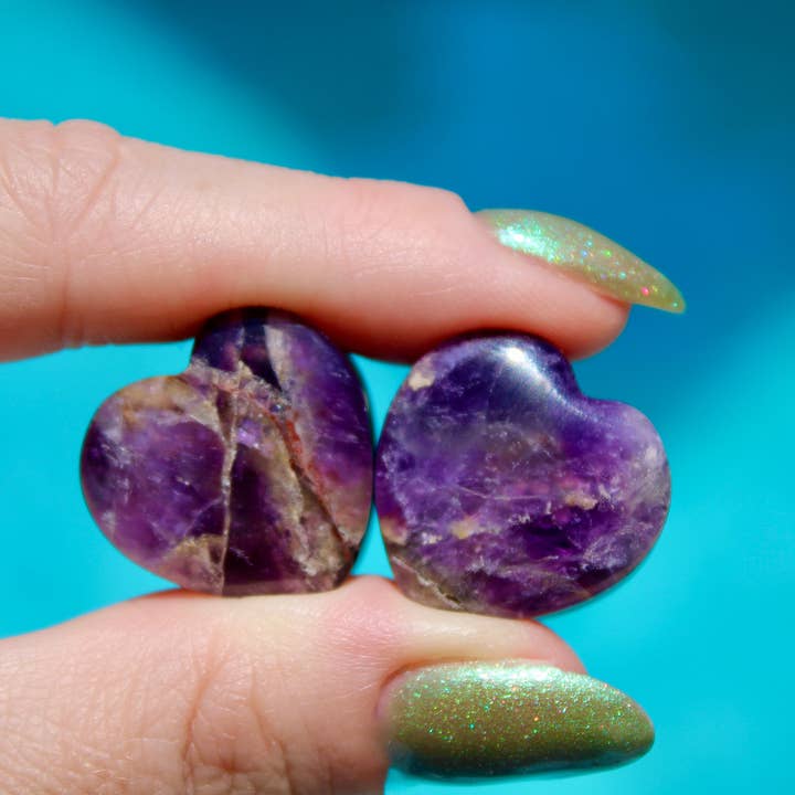 Amethyst Stone Heart Shaped Double Flared Plugs Purple Gauge for wholesale by EC Plugs and Gems