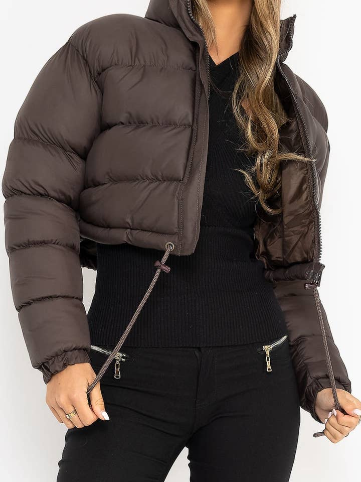 safistyle - Wholesale Puffer Jacket - Women's - Cropped Puffer Jacket with Stand Collar15