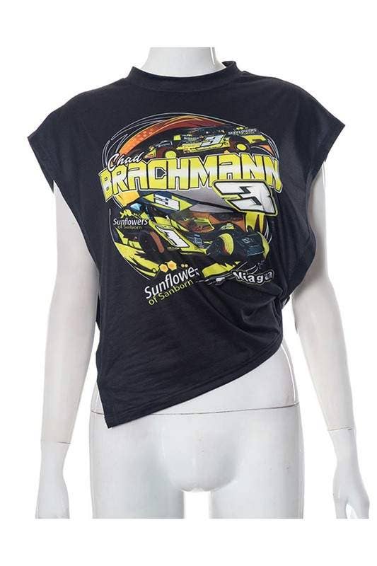 BLACK sleeveless graphic tee for wholesale on Faire5