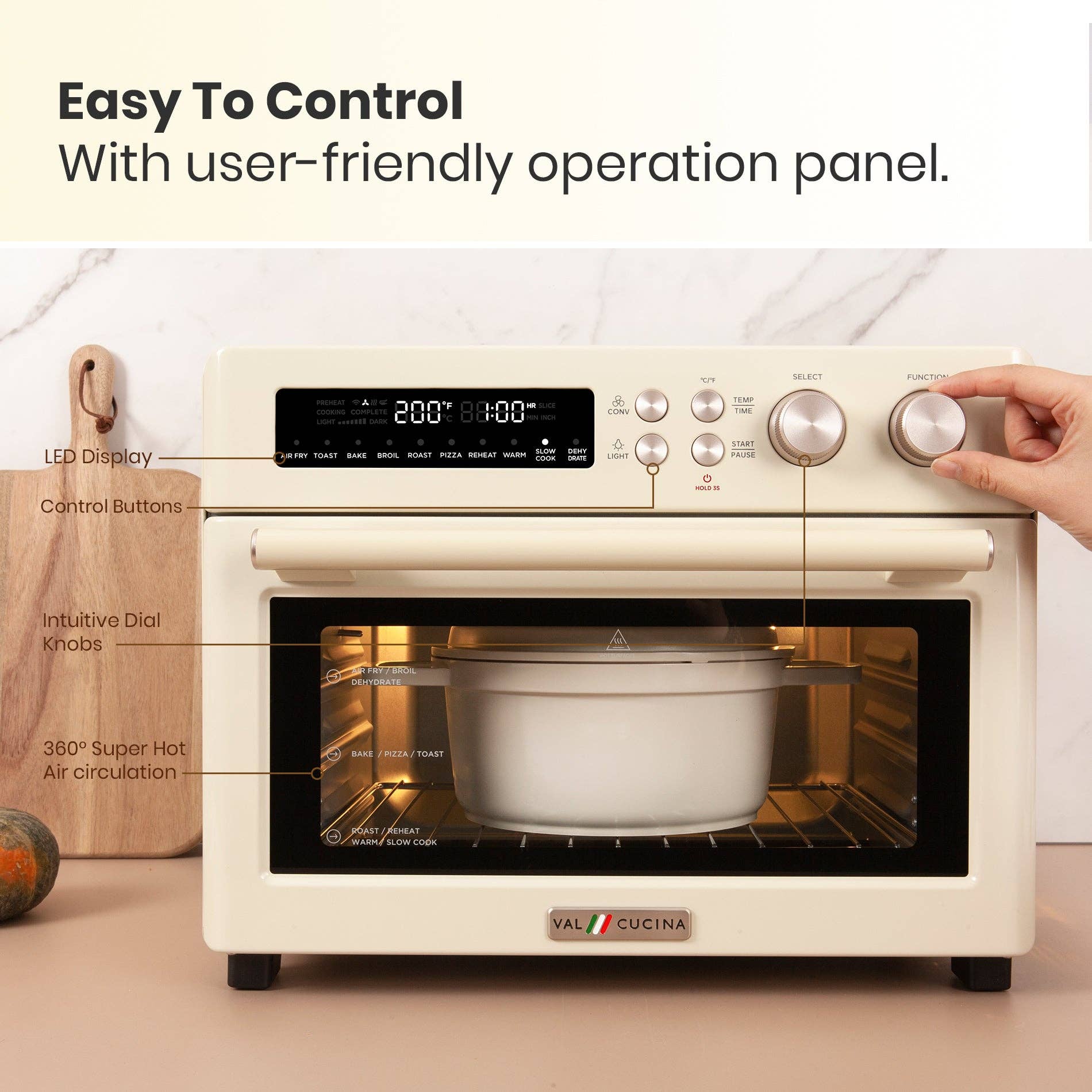 VAL CUCINA - Wholesale Kitchen Appliance - VAL CUCINA Extra Large Air Fryer Toaster Oven - Cream5