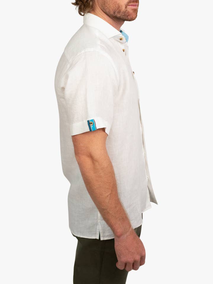 KOY CLOTHING - Venta al por mayor Camisa con botones - Hombre - Camisa blanca de lino de manga corta