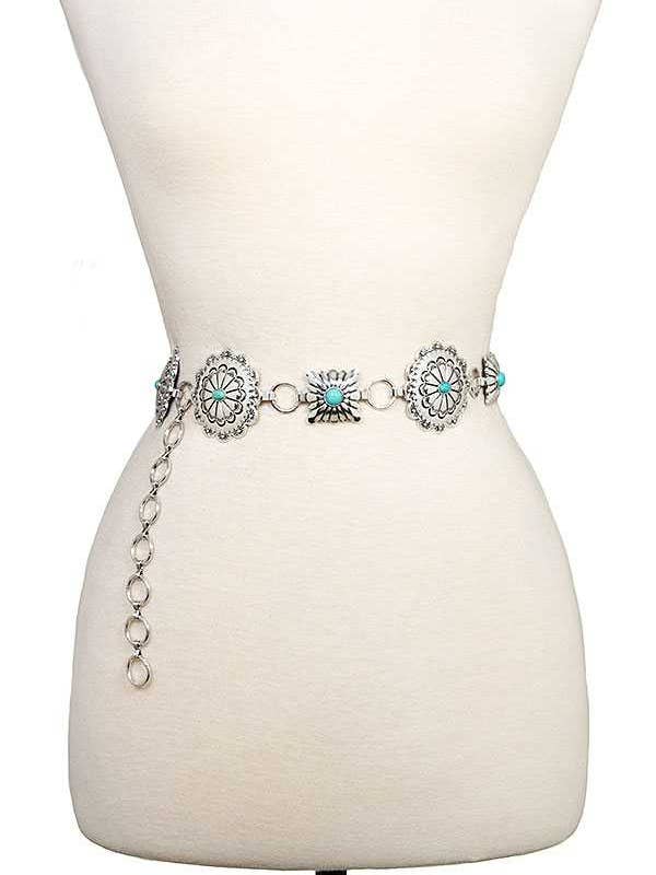 36 ”RUND FYRKANTIG METALLETSAD BÄLTE för wholesale av anbfashion