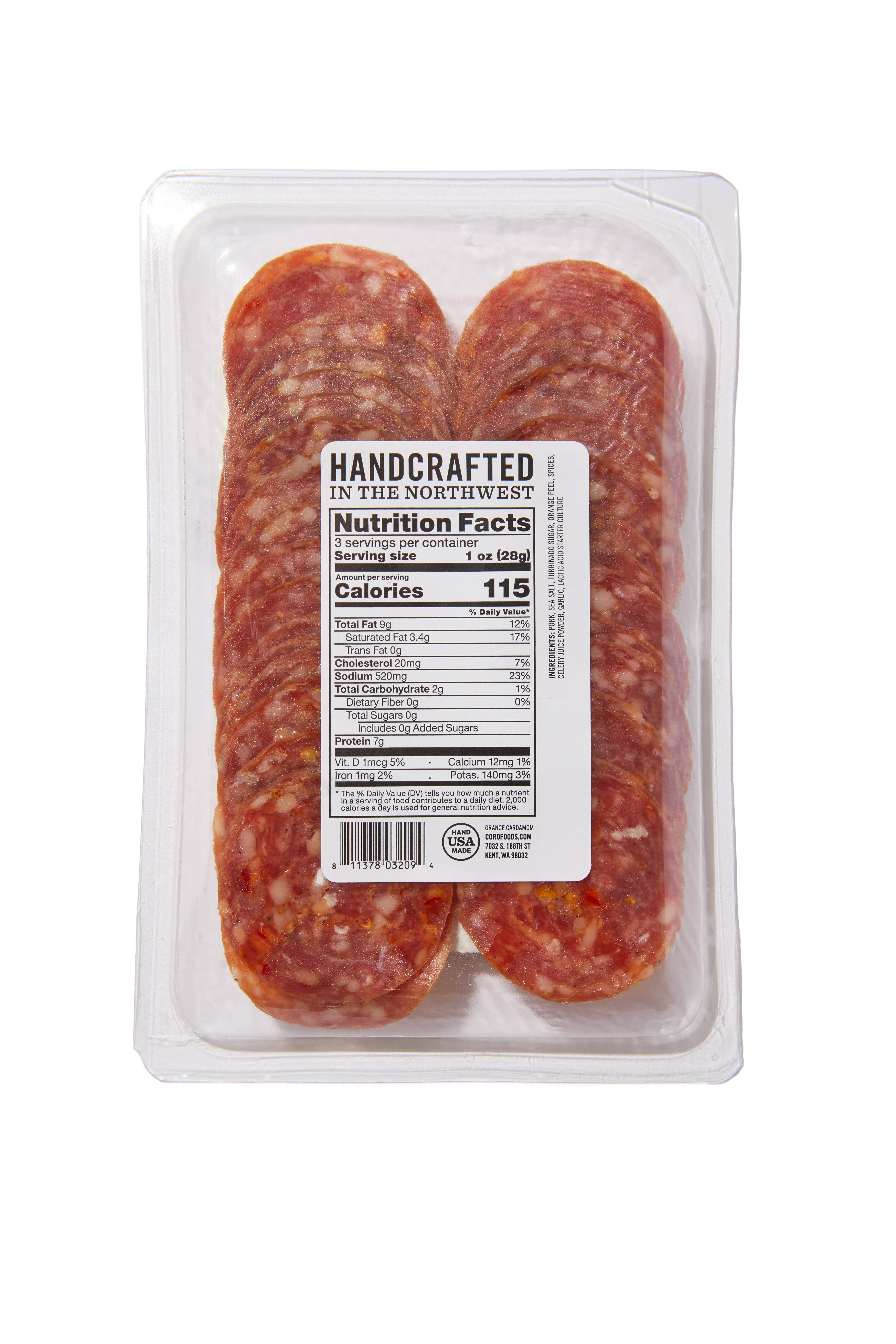 Coro Foods - Wholesale Salami - Sliced Pack Uncured Orange Cardamom2