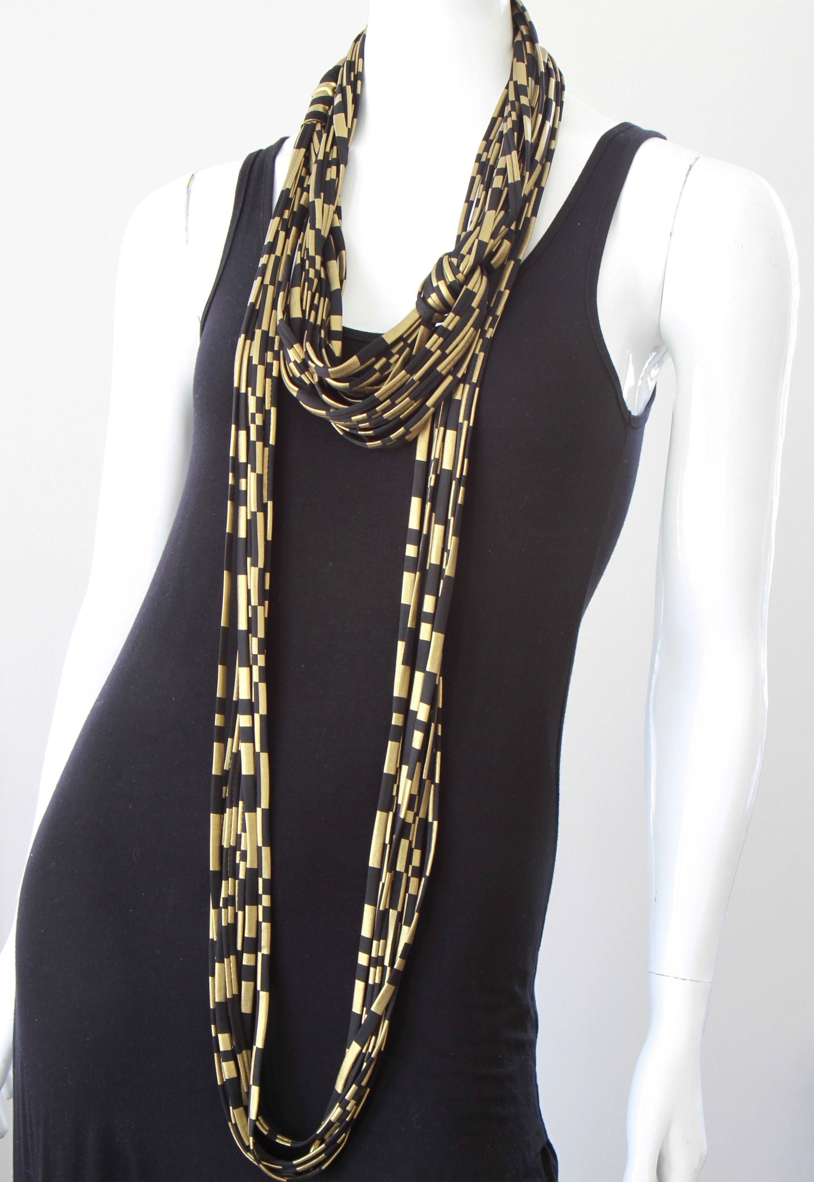 Necknots - Wholesale Scarf - Women's - Scarf and Necklace in Black and Gold 'Pot of Gold'2