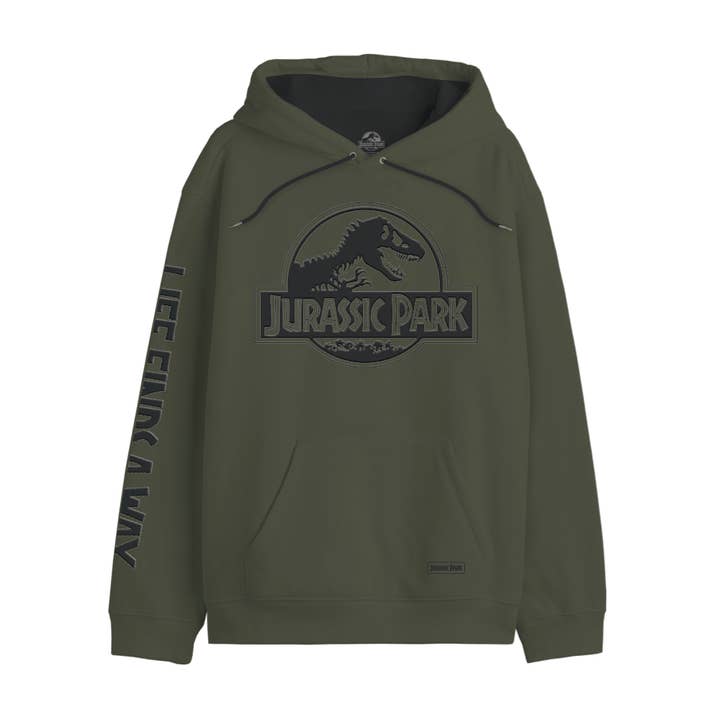 Official Khaki Jurassic Park Hoodie – T-Rex Logo for wholesale on Faire1