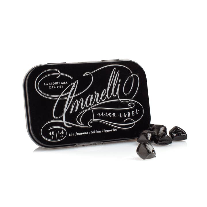 BLACK LABEL 40g tin - Pure Licorice Made in Italy for wholesale by Amarelli Fabbrica Di Liquirizia
