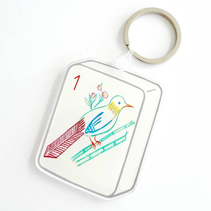 Mahjong Bird Bam Keychain for wholesale by Natty Michelle Paperie