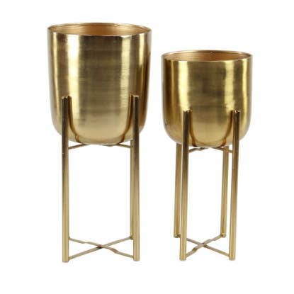The Light Garden Collection - Wholesale Plant Pot - Gold Planters, S/2,12x22,10x20"