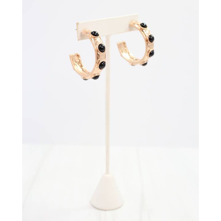 Caroline Hill - Wholesale Hoop Earrings - Frazee Hoop Black2