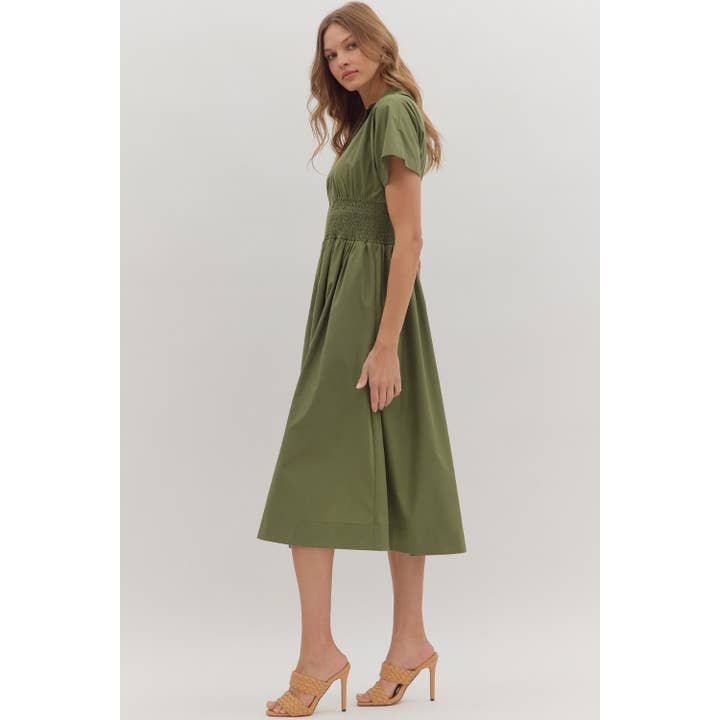 STYLE USA - Wholesale Dress - Women's - Solid short sleeve midi dress 12