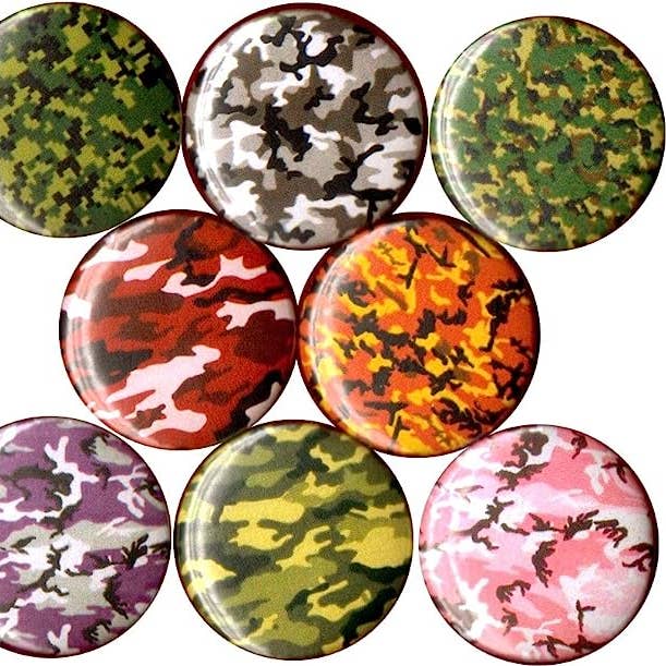 Couleurs de camouflage x insigne à épingle à bouton de 8 po de 1 po pour la chasse militaire pour la vente par Pinbax Express