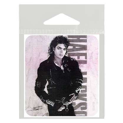 Michael Jackson (with name written behind him) small sticker for wholesale by SJT Enterprises, Inc.