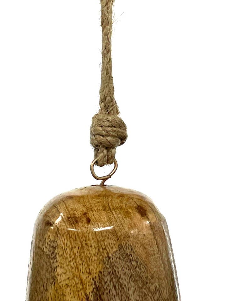 Christmas Mango Wood Jingle Bell - Tapered Vintage Black 4" for wholesale by Jafsons International