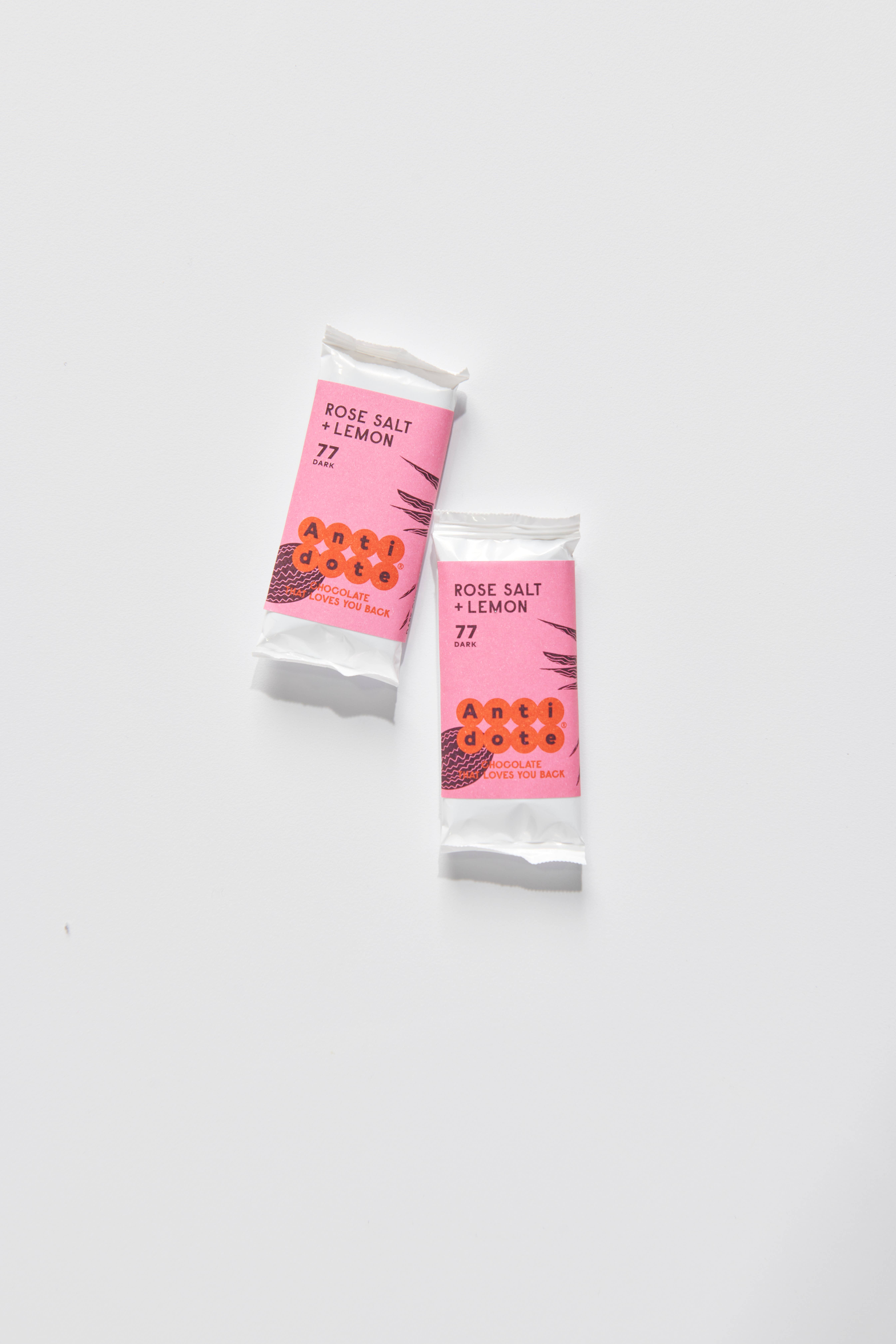 Antidote Chocolate - Wholesale Chocolate Bar - MINI Hebe: Rose Salt + Lemon 77%1