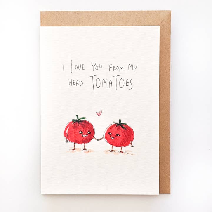 Well Drawn - Wholesale Love Card - I Love You From My Head Tomatoes