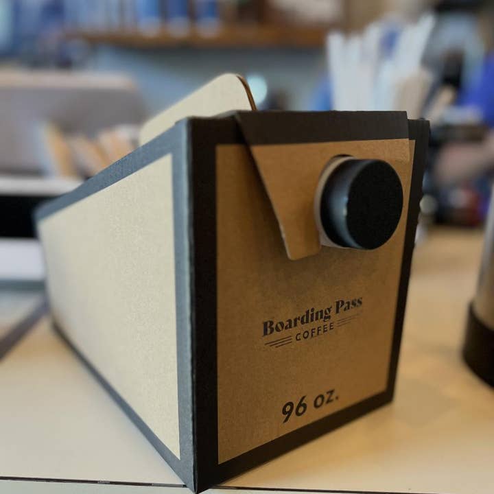 Coffee traveler - 96oz to go box for wholesale by Boarding Pass Coffee