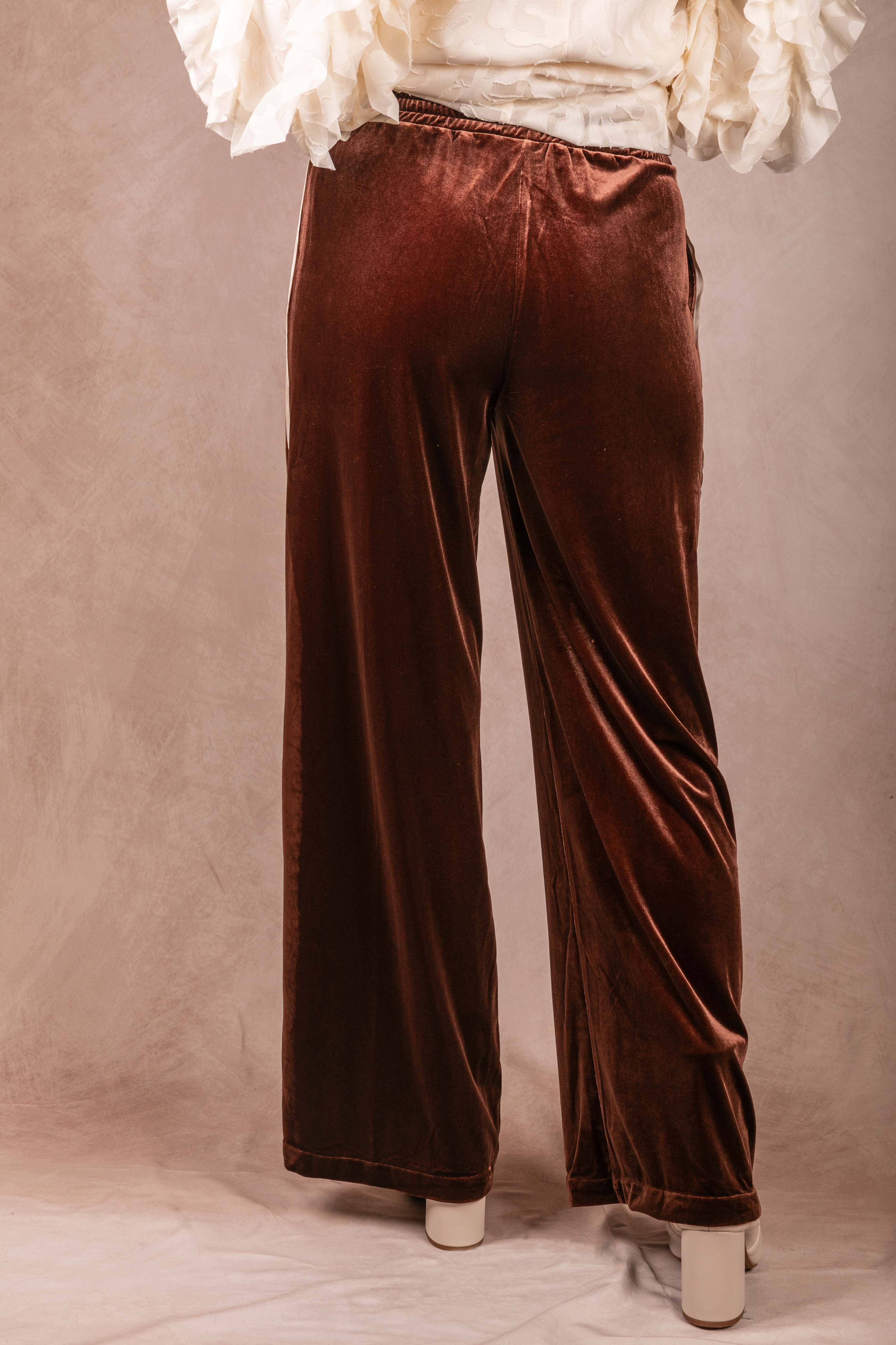 Before You Collection - Wholesale Pants - Women's - Velvet Contrast Side Stripe Wide Leg Pants3
