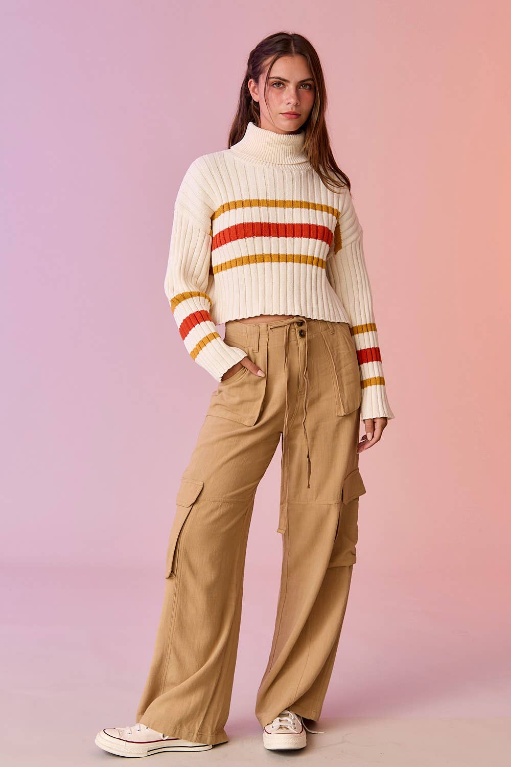 Noir PP17912 - Pantalon utilitaire à jambes larges Maya Relaxed Fit en vente sur Faire18