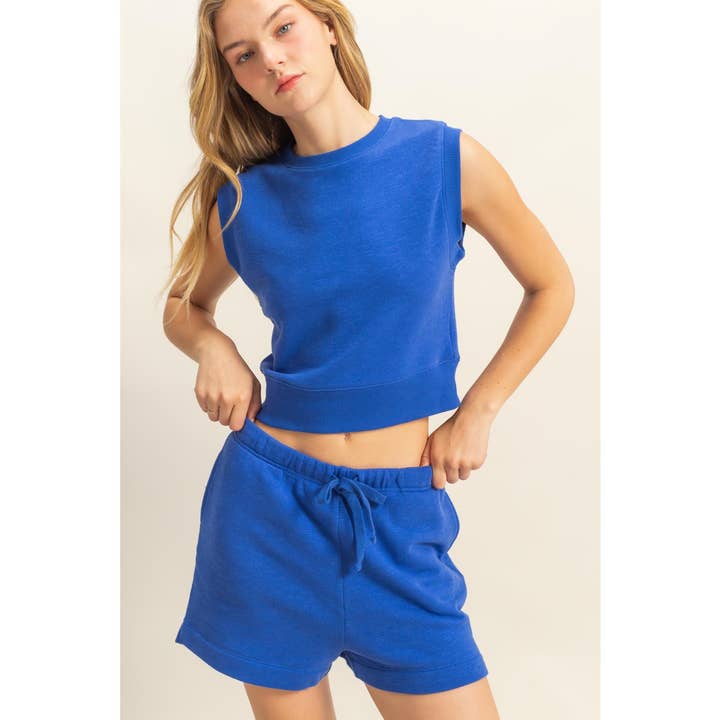 HYFVE - Wholesale Shirt - Women's - DZ25C551-Fitted Banded Waist Sleeveless Crop Top