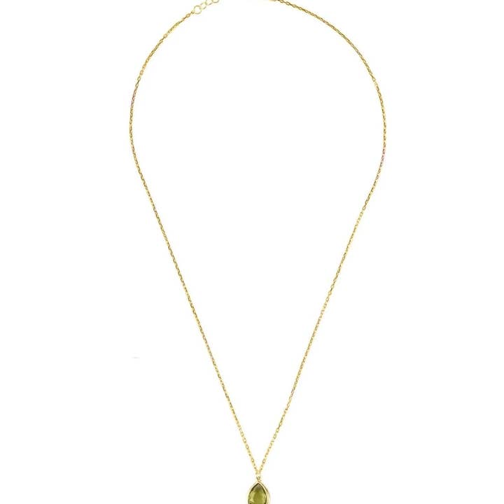 Latelita - Wholesale Pendant/charm necklace - Pisa Mini Teardrop Necklace Gold Peridot2