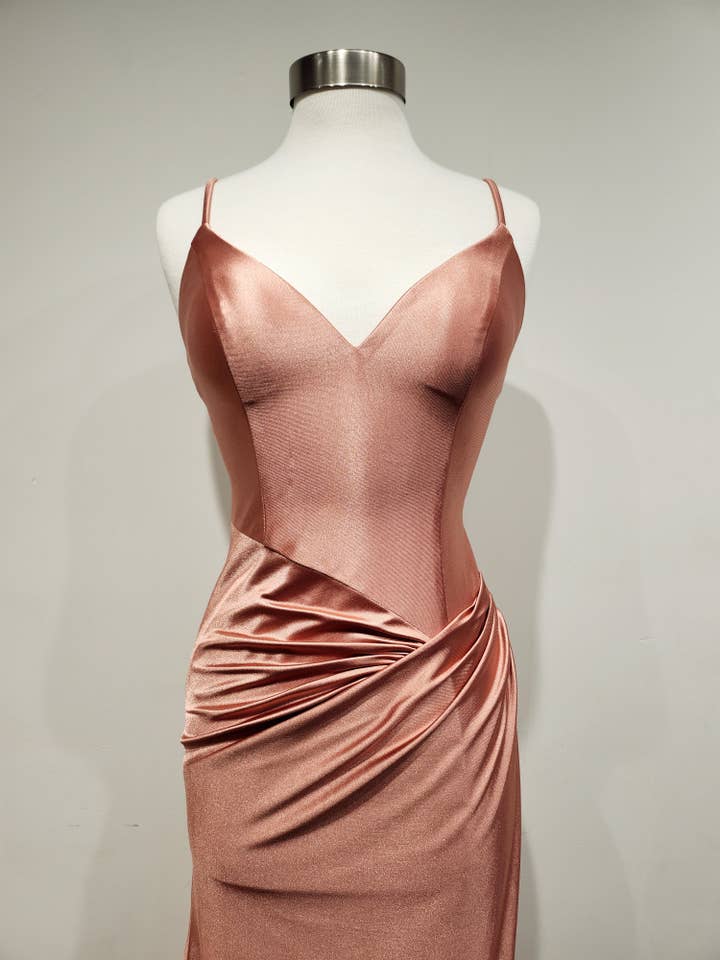 Corinna Corinna - Wholesale Gown - Women's - Sheath V-Neck Maxi Casino Side Slit Prom Dress