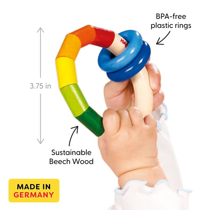 HABA USA - Wholesale Clutching Toy - Baby - Kringelring Wooden Baby Rattle1