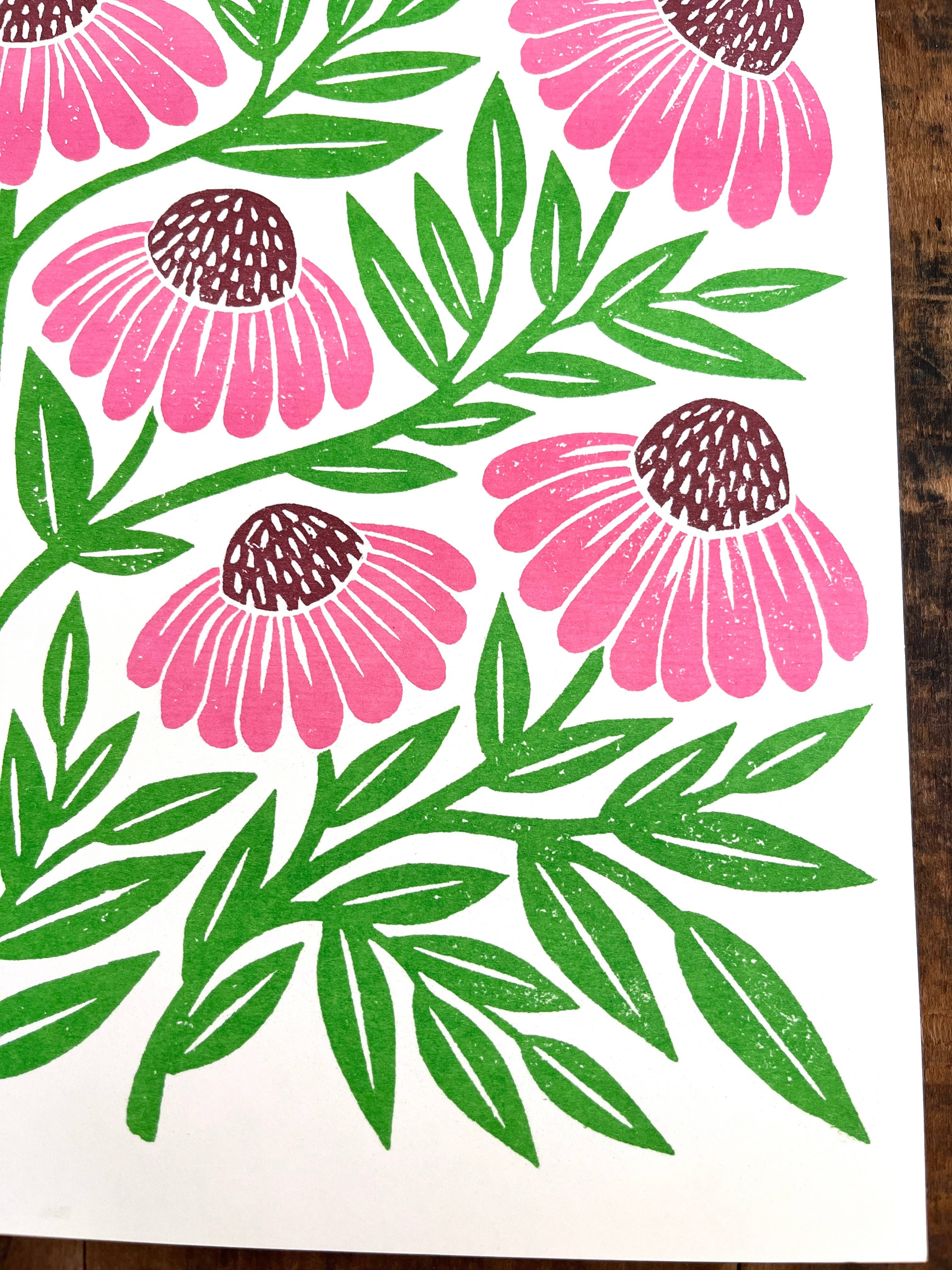 Katharine Watson - Wholesale Art Print - Garden Series: Echinacea Risograph Print6