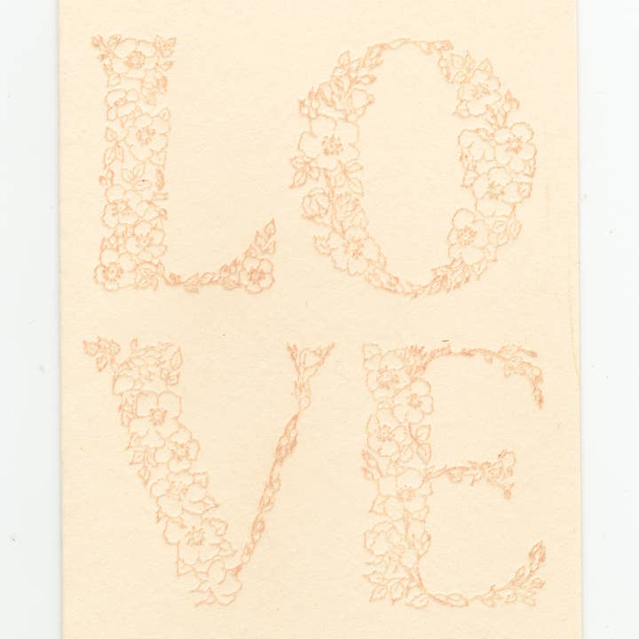 LOVE is a Rose • Carte d'amour en typographie minérale • Petite pour la vente par Justina Freel