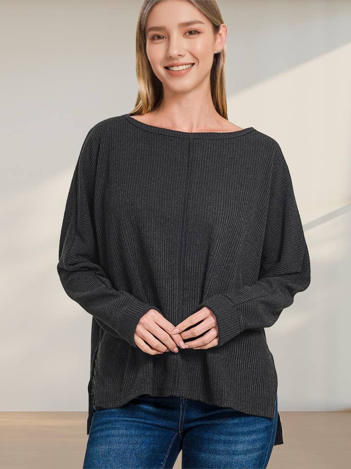 ._ 0903 Side-slit Ribbed Sweater SI-27170 for wholesale by 42POPS