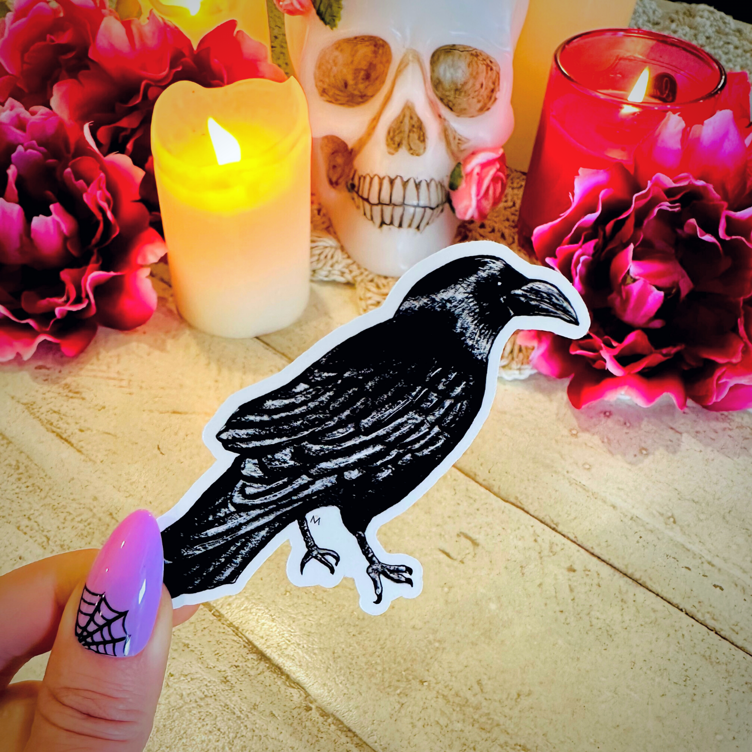 NOMAD Moon Magic – Engroshandel Klistermærke – Witchy Raven Glossy Sticker, Håndlavet og håndillustreret2