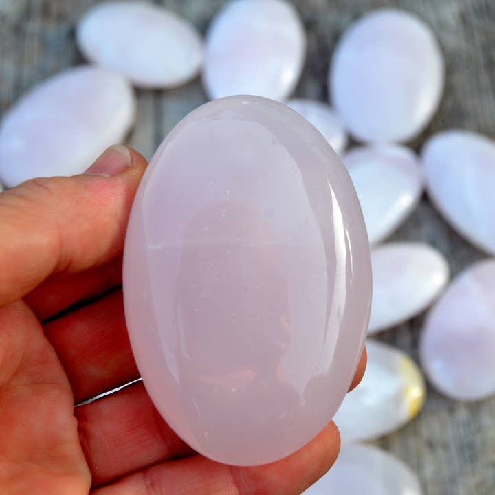 Kaia & Crystals - Wholesale Spiritual Stone/Crystal - Pink Mangano Calcite Palm Stone (55mm - 90mm)6