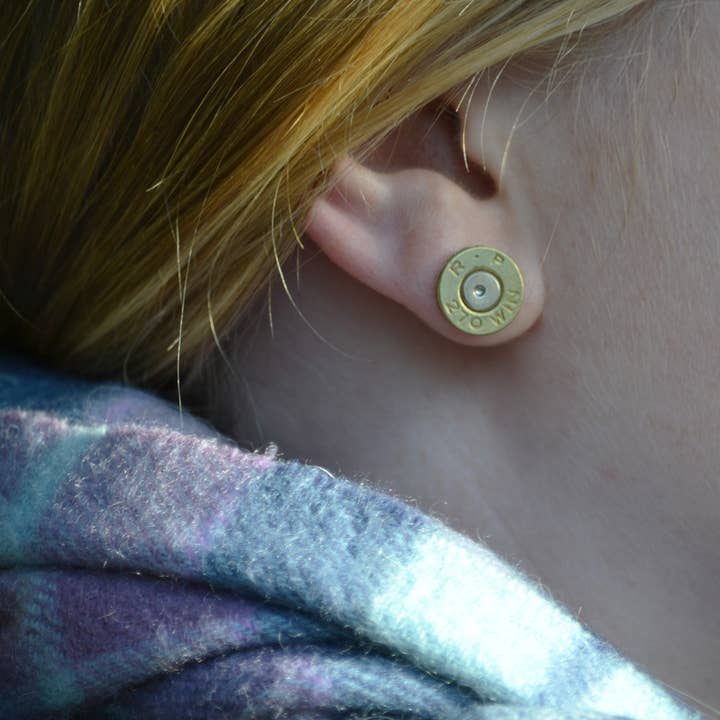 Stud upcycled bullet earrings for wholesale by J Boult Designs