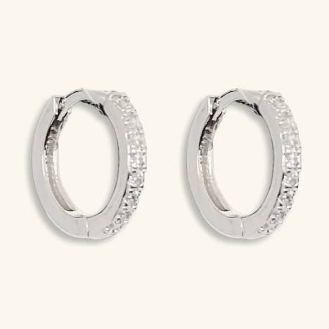 Silver-plated Thin Crystal Hoops for wholesale by Elyse Jewelry