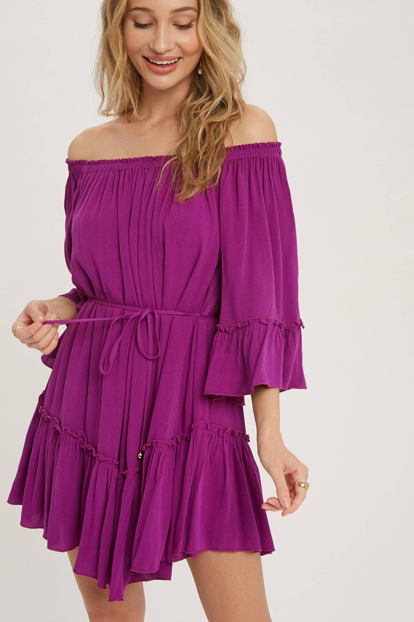 Bluivy - Wholesale Dress - Women's - RUFFLED SOLID BOHO DRESS1