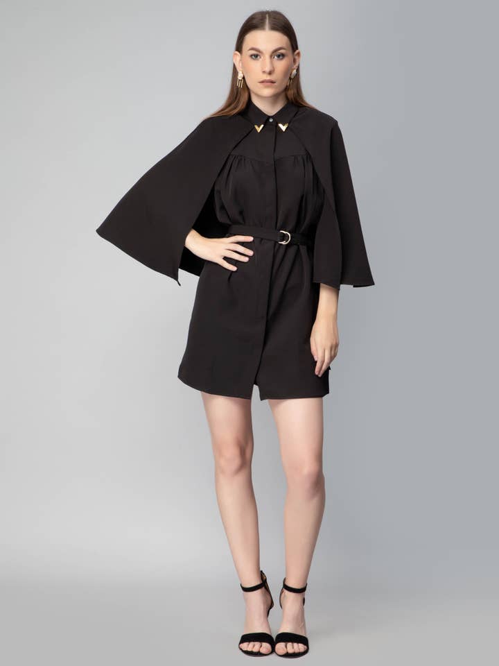Cape Mini Dress with Belt for wholesale by Swaary