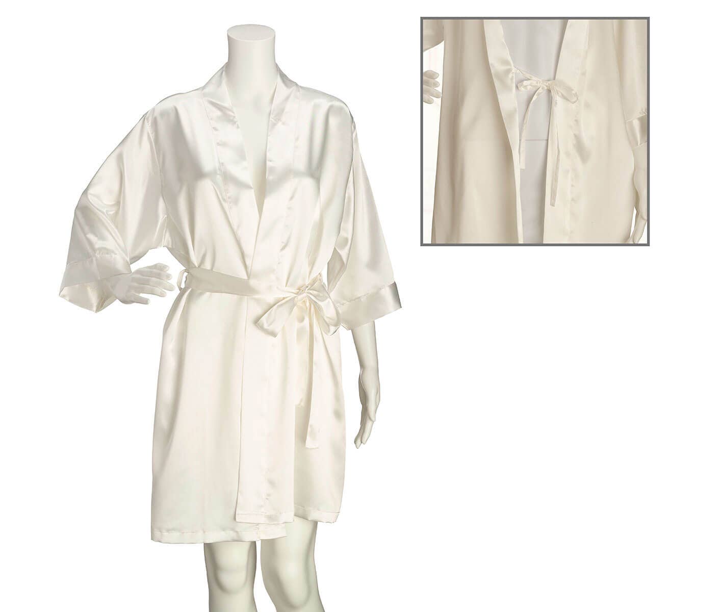 Lillian Rose - Wholesale Robe - Women's - Ivory Satin Bridesmaid Robe (S/M)1