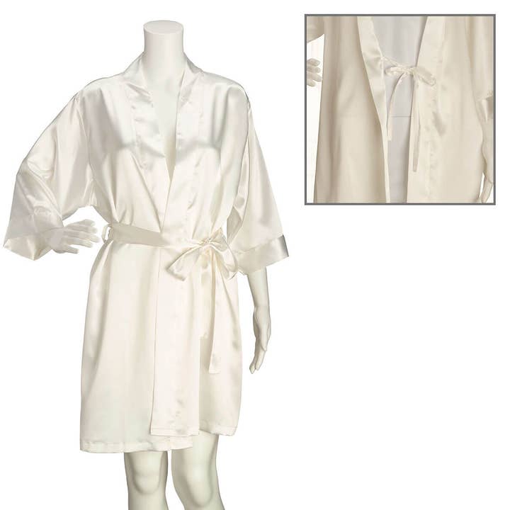 Lillian Rose - Wholesale Robe - Women's - Ivory Satin Bridesmaid Robe (S/M)1