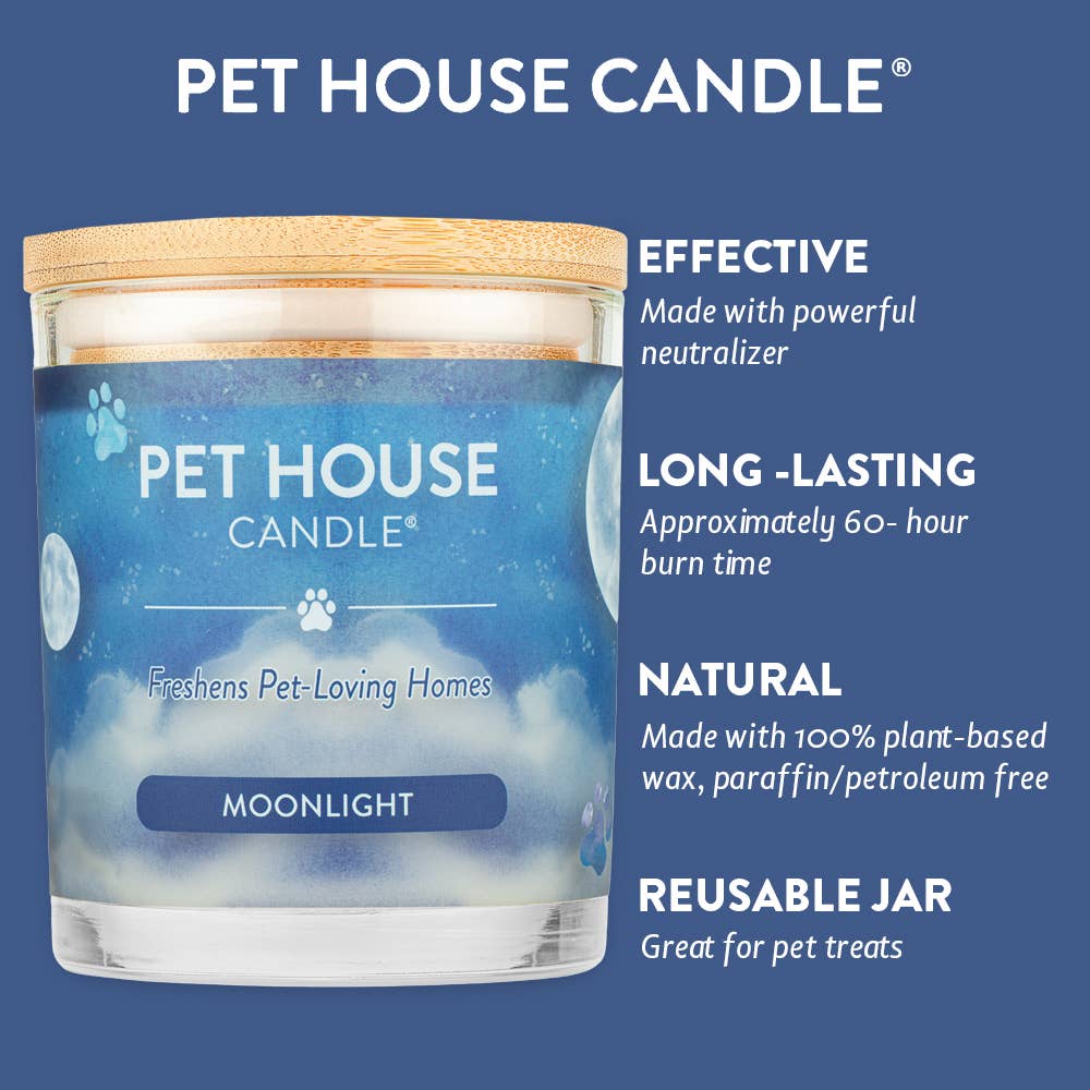 Pet House by One Fur All - Vente Bougie en bocal - Bougie Moonlight 9 oz - Pour les maisons qui aiment les animaux2