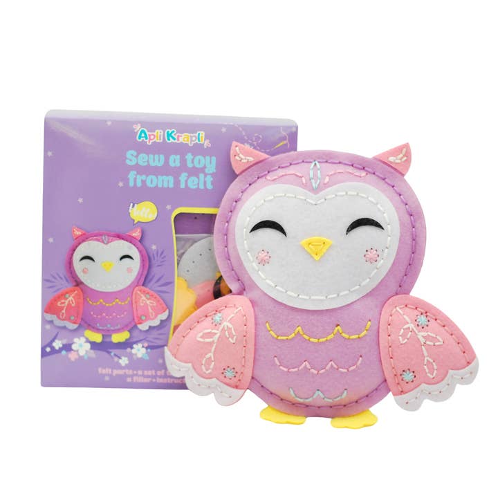 APLI Krapli — Felt Toy: Owl — Ages 6+ for wholesale by Fainotoys