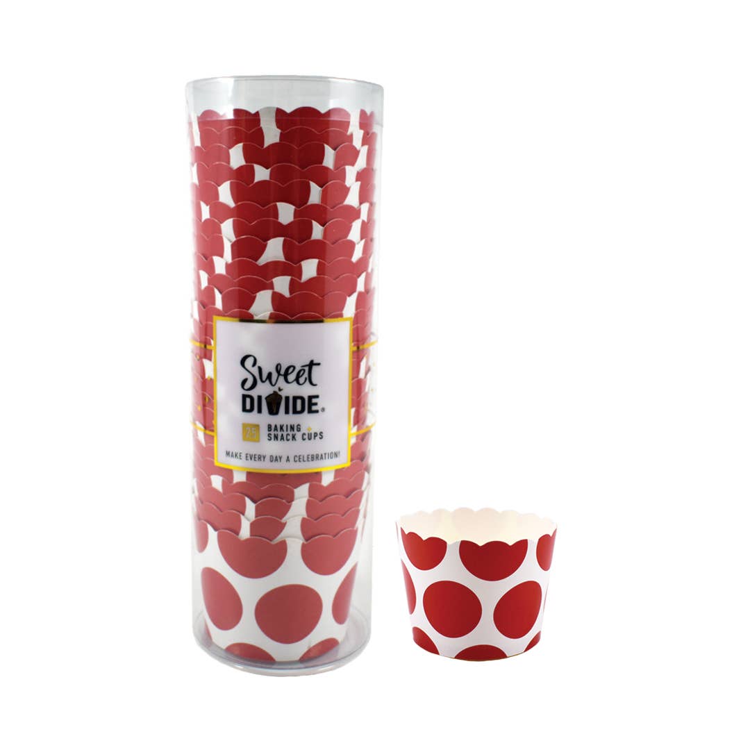 Sweet Divide - Wholesale Cupcake/Muffin Liner - Small 3 oz Disposable Baking & Snack Cups - Red - 25 Pk0