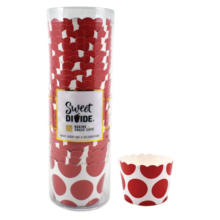 Sweet Divide - Wholesale Cupcake/Muffin Liner - Small 3 oz Disposable Baking & Snack Cups - Red - 25 Pk0