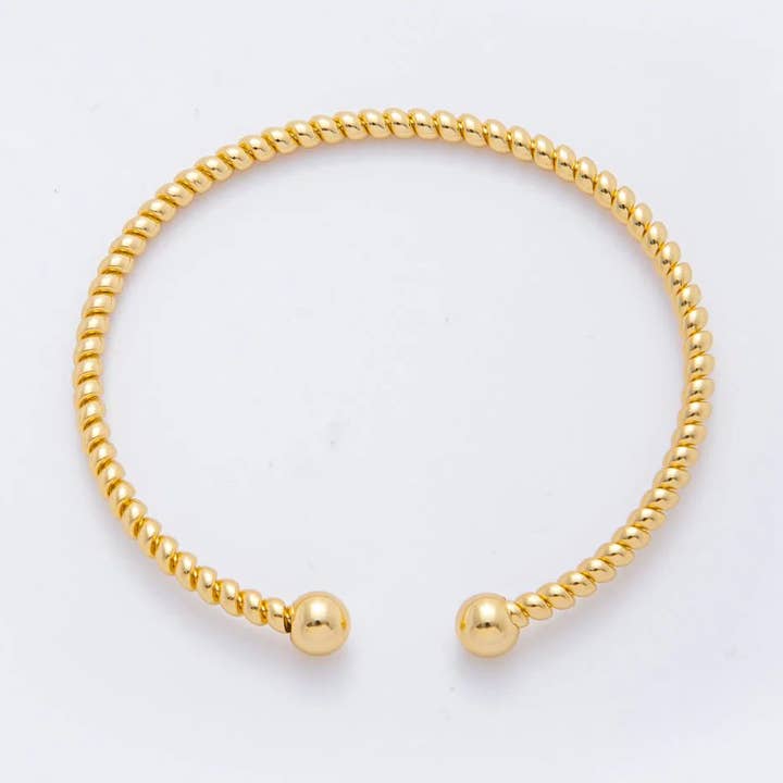 Simply Jewels - Wholesale Bangle Bracelet - Gold Stainless Steel Braided Weave Round Bangle Layer Bracelet ✦ BA-21WA34690