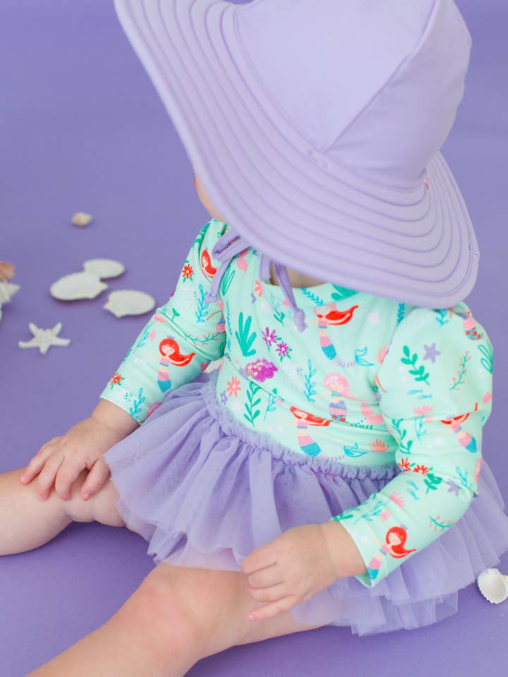 Viola Costume da bagno intero con protezione solare e gonna in tulle per bambine, principessa sirena. in vendita all'ingrosso su Faire10