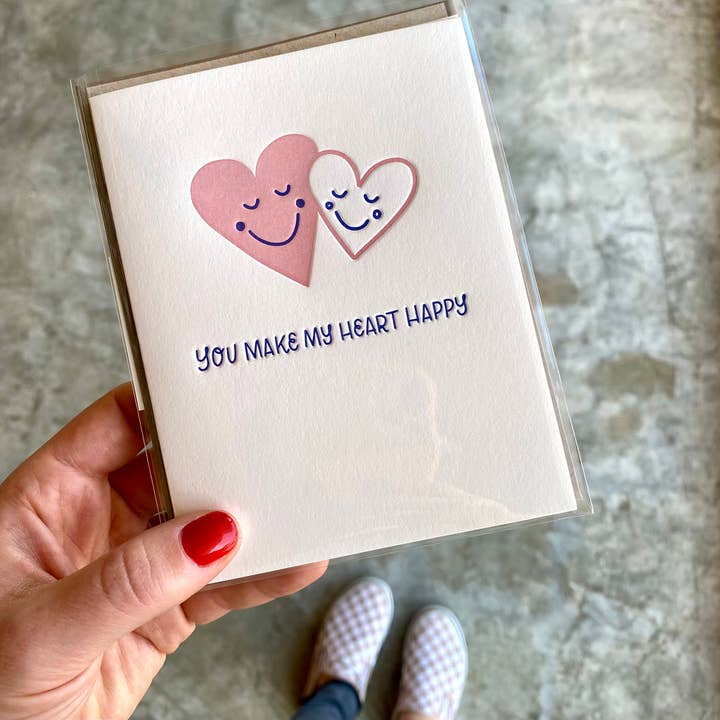 Make My Heart Happy - Love + Anniversary card for wholesale by INK MEETS PAPER